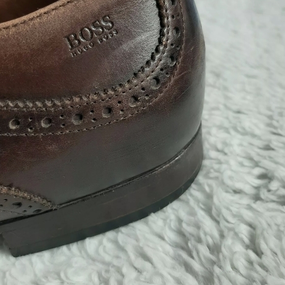 Hugo Boss Wing Tip Oxford Shoes Size 7.5 Brown - Picture 10 of 12